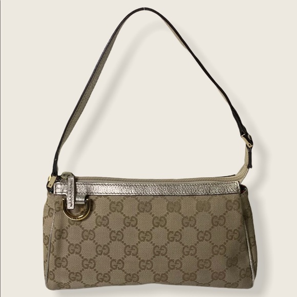 Gucci Handbags - Gucci Beige GG Canvas Abbey D-Ring Pochette Bag